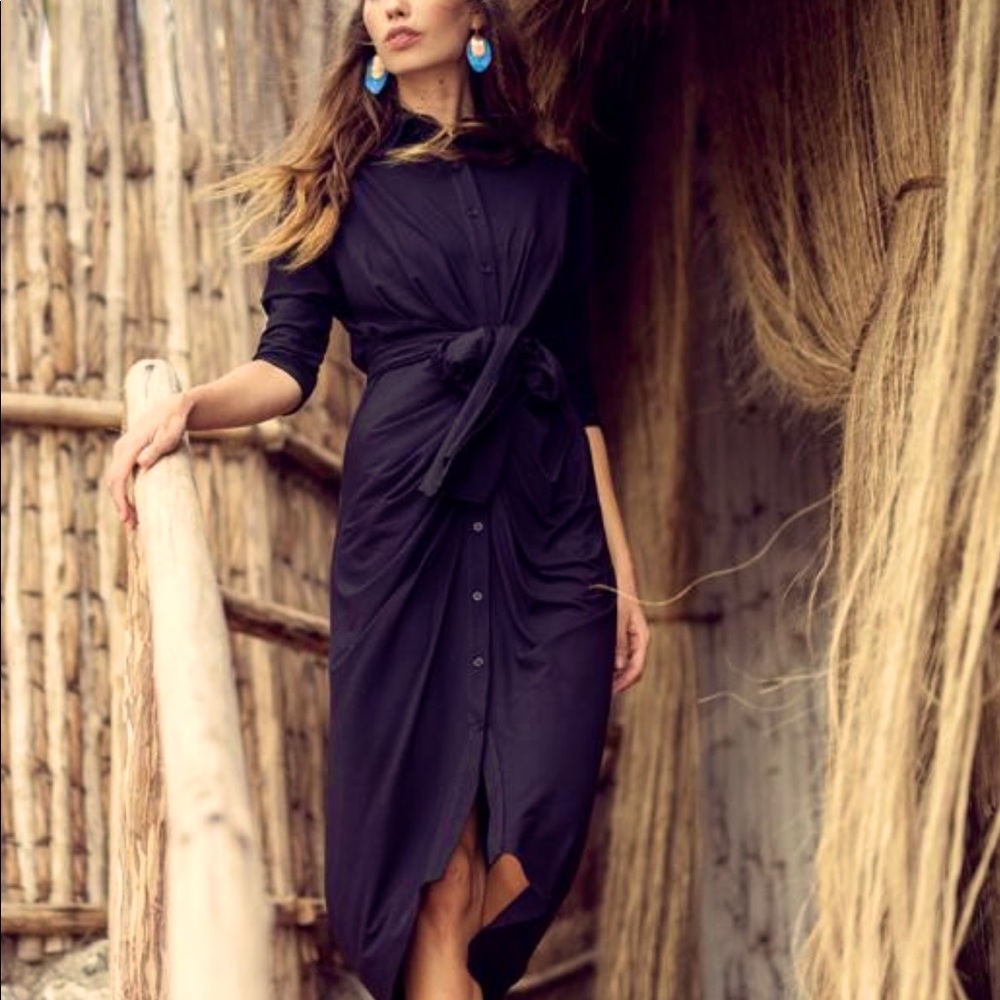 Third by Cee navy silky midi dress size xl